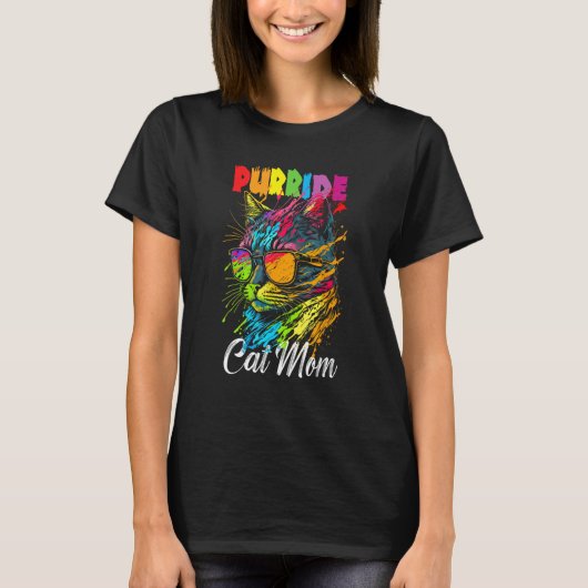 Gay Pride Purride Cat Mother LGBT Pride Month Cute T-shirt (Voorkant)