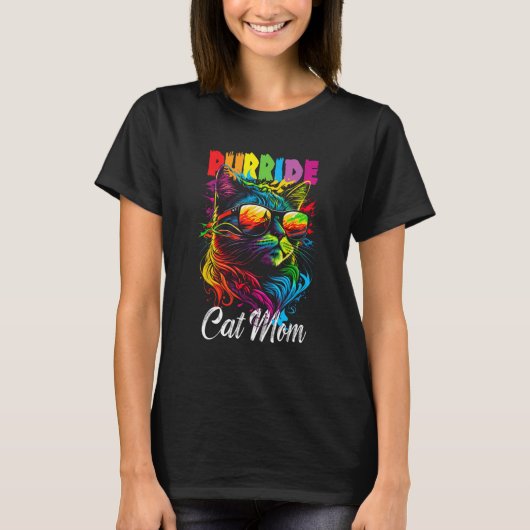 Gay Pride Purride Kat Moeder LGBT Pride Maand Scha T-shirt (Voorkant)
