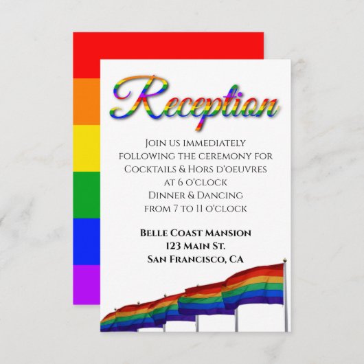 Gay Pride Rainbow bruiloft receptie Kaart (Voorkant / Achterkant)