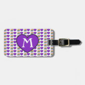 Gay Pride Rainbow Cake Paars Heart Monogram Bagagelabel (Voorkant horizontaal)