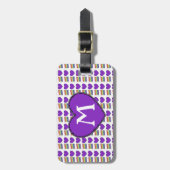 Gay Pride Rainbow Cake Paars Heart Monogram Bagagelabel (Voorkant verticaal)