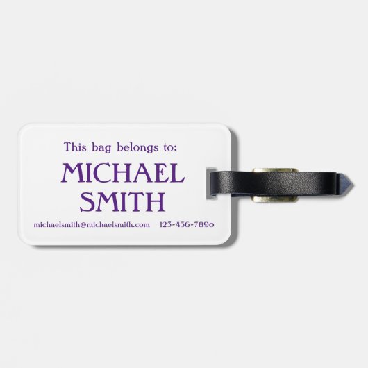 Gay Pride Rainbow Cake Paars Heart Monogram Bagagelabel (Achterkant horizontaal)