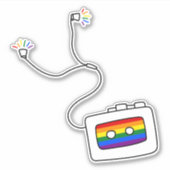Gay Pride | Rainbow Cassette-speler Sticker (Voorkant)