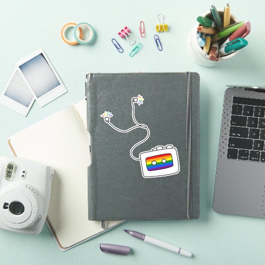 Gay Pride | Rainbow Cassette-speler Sticker (iPad Cover)