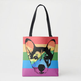 Gay Pride Rainbow Dog Tote Bag
