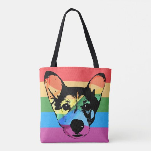 Gay Pride Rainbow Dog Tote Bag (Achterkant)