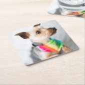 Gay Pride Rainbow Dog | Yorkshire Terrier Kartonnen Onderzetters (Schuin)
