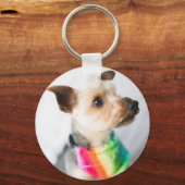 Gay Pride Rainbow Dog | Yorkshire Terrier Sleutelhanger (Voorkant)