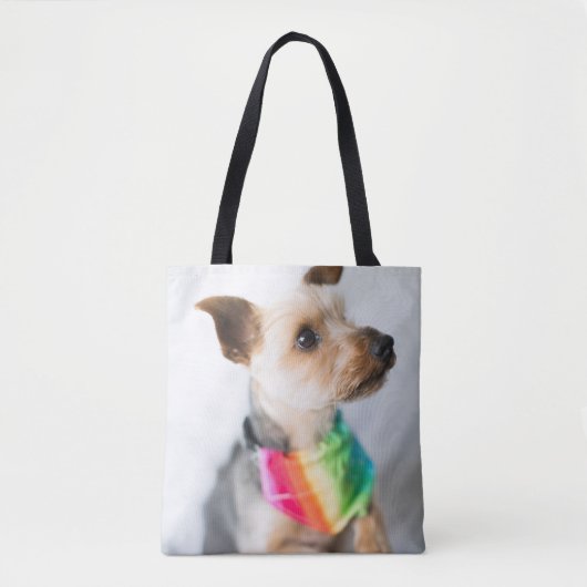 Gay Pride Rainbow Dog | Yorkshire Terrier Tote Bag (Voorkant)