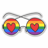 Gay Pride | Rainbow Doodle Heart-zonnebrillen Sticker (Voorkant)