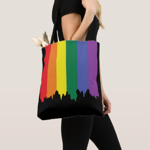 Gay Pride Rainbow Dripping Paint Tote Bag