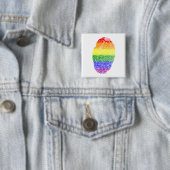 Gay Pride Rainbow Fingerprint Vierkante Button 5,1 Cm (In situ)
