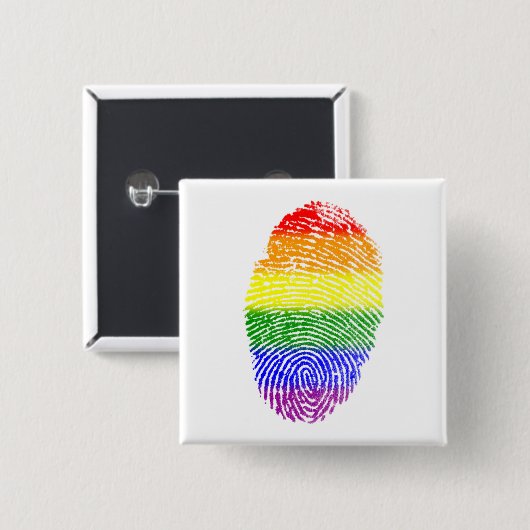 Gay Pride Rainbow Fingerprint Vierkante Button 5,1 Cm (Voorkant /achterkant)