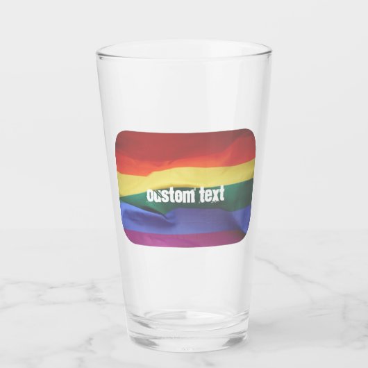 Gay Pride Rainbow Flag Aangepaste tekst Glas (Voorkant)