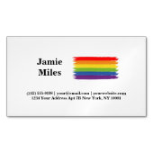 Gay Pride Rainbow Flag Brush Style Minimalist Magnetisch Visitekaartje (Voorkant)