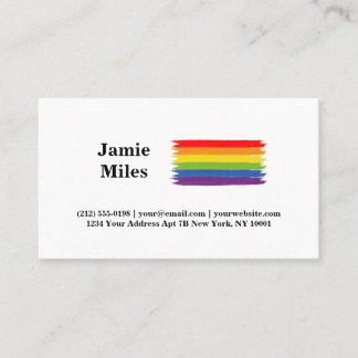 Gay Pride Rainbow Flag Brush Style Minimalist Visitekaartje