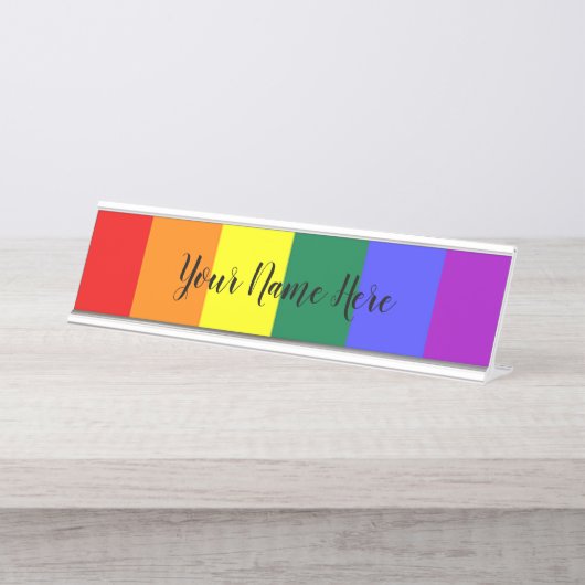 Gay Pride Rainbow Flag Bureau Naambordje (Voorkant)