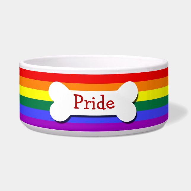 Gay Pride Rainbow Flag gepersonaliseerd Voerbakje (Voorkant)