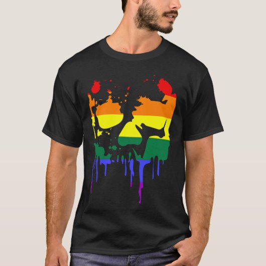 Gay Pride Rainbow Flag Halloween Skull Shirt (Voorkant)