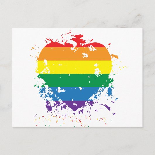 Gay Pride Rainbow Flag Heart Aankondigingskaart (Voorkant)