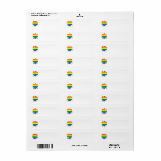 Gay Pride Rainbow Flag Heart Etiket (Full Sheet)