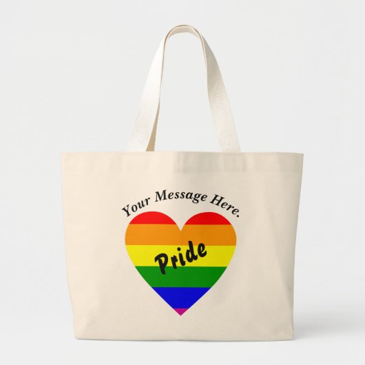 Gay Pride Rainbow Flag Heart Grote Tote Bag (Voorkant)