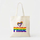 Gay Pride Rainbow Flag Heart LGBT Equality Love Tote Bag (Voorkant)