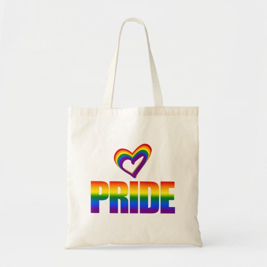 Gay Pride Rainbow Flag Heart LGBT Equality Love Tote Bag (Voorkant)
