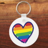 Gay Pride Rainbow Flag Heart Sleutelhanger (Voorkant)