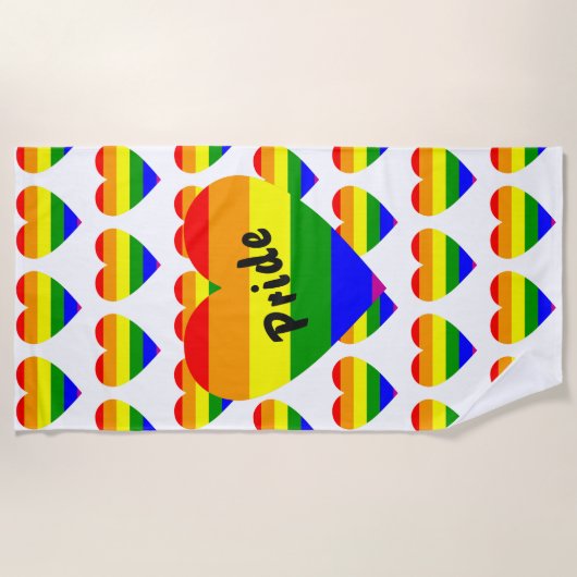 Gay Pride Rainbow Flag Heart Strandlaken (Voorkant)