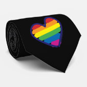 Gay Pride Rainbow Flag Heart Stropdas (Opgerold)