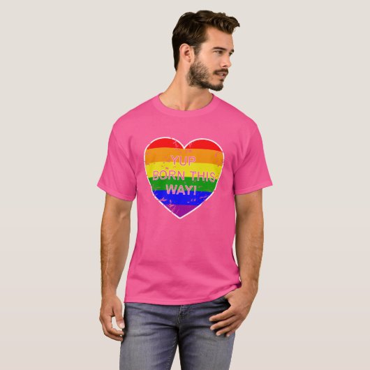 Gay Pride Rainbow Flag Heart Yup op deze manier T-shirt (Voorkant volledig)