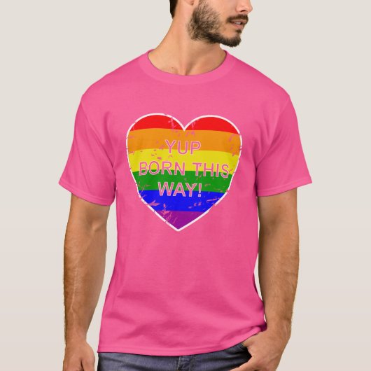 Gay Pride Rainbow Flag Heart Yup op deze manier T-shirt (Voorkant)