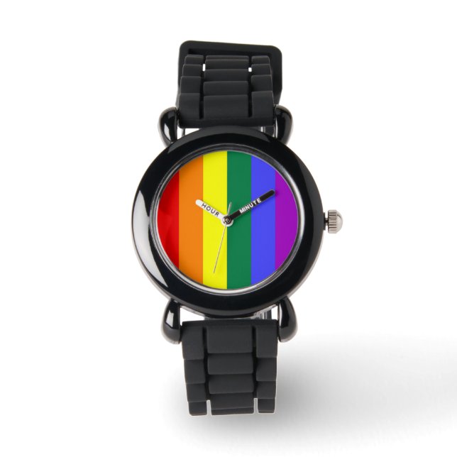 Gay Pride Rainbow Flag Horloge (Voorkant)