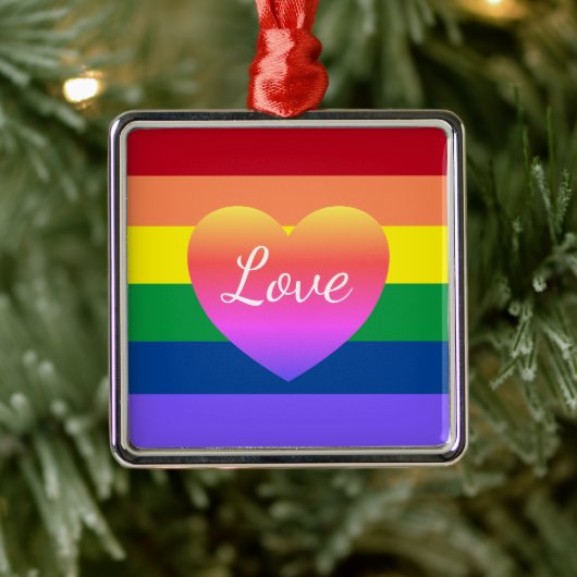 Gay Pride Rainbow Flag LGBTQ Metalen Ornament (Boom)