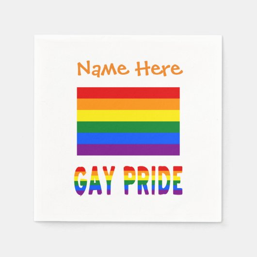 Gay Pride Rainbow Flag Oranje Personalisatie Servet (Voorkant)