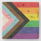 Gay Pride Rainbow Flag Progressive LGBTQIA+ Stenen Onderzetter (Voorkant)