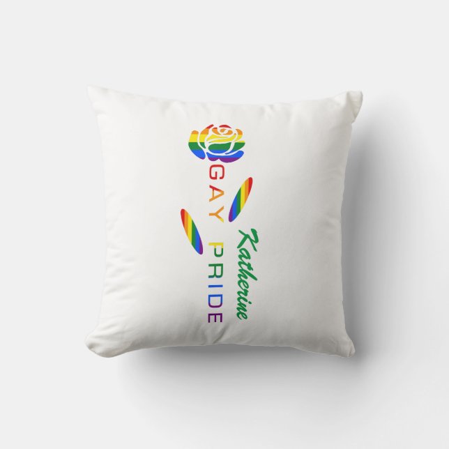 Gay Pride Rainbow Flag Roos gepersonaliseerd Kussen (Voorkant)