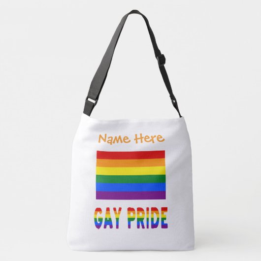 Gay Pride Rainbow Flag Sinaasappel gepersonaliseer Crossbody Tas (Achterkant)