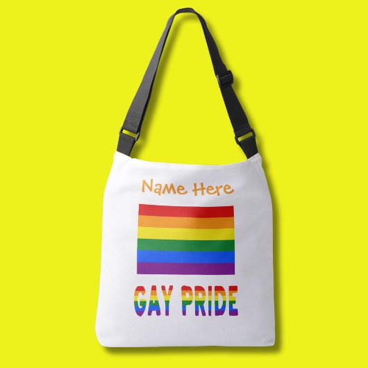 Gay Pride Rainbow Flag Sinaasappel gepersonaliseer Crossbody Tas