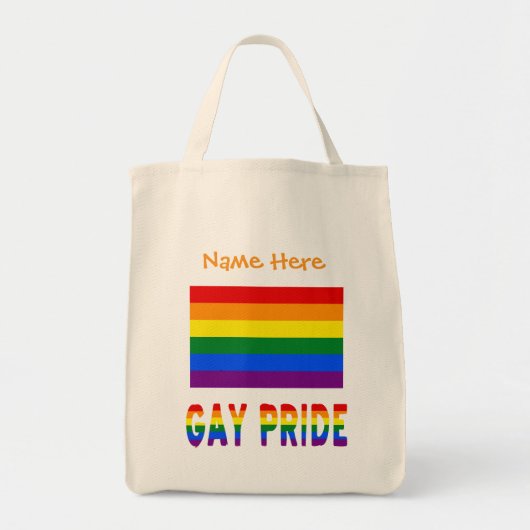 Gay Pride Rainbow Flag Sinaasappel gepersonaliseer Tote Bag (Voorkant)