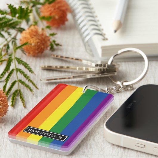 Gay pride Rainbow Flag Sleutelhanger (Voorkant Rechts)