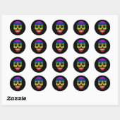 Gay Pride Rainbow Flag Sugar Skull Ronde Sticker (Vel)