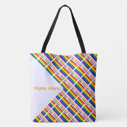 Gay Pride Rainbow Flag Tegels Sinaasappel Geperson Tote Bag (Achterkant)