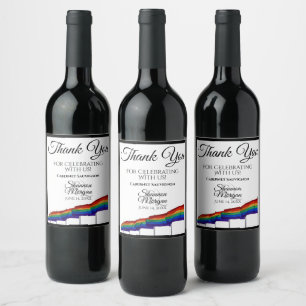 Gay Pride Rainbow Flag Weddenschap Wine Bottle Lab Wijn Etiket