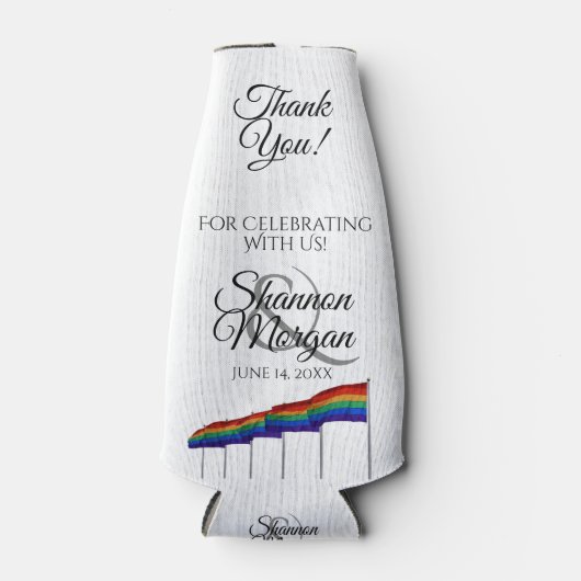 Gay Pride Rainbow Flag Wedding Foam Bottle Cooler (Voorkant)