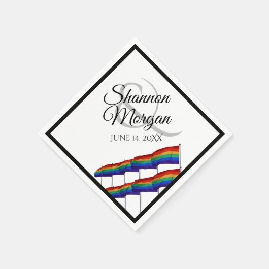 Gay Pride Rainbow Flag Wedding Napkins Servet (Hoek)