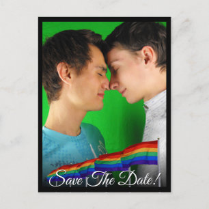 Gay Pride Rainbow Flag Wedding Save the Date Card Feestdagenkaart