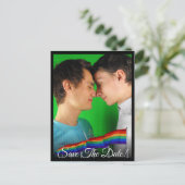 Gay Pride Rainbow Flag Wedding Save the Date Card Feestdagenkaart (Staand voorkant)