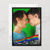 Gay Pride Rainbow Flag Wedding Save the Date Card Feestdagenkaart (Voorkant / Achterkant)